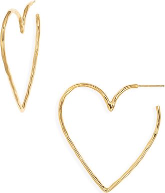 Nest Hammered Heart Hoop Earrings in Gold at Nordstrom