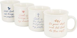 Gibson Home Daily Wisdom 4 Piece Assorted 21 Ounce Stoneware Mug Set in White at Nordstrom