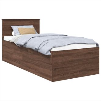 vidaXL Estructura De Cama Con Cabecera Roble Marr&oacute;n 75 X 190 Cm Vidaxl