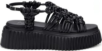 AGL Flat Sandalen - Dames - Sandalen - Zwart - 40 EU - Schoenen