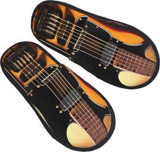 Generic Cotton Slippers Instrumental Guitar Printed Anti-Skid Sliders Portable Slippers For Big Kid Outdoor Winter L