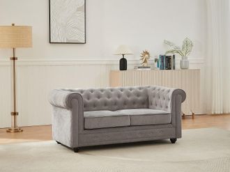 Vente-Unique Divano 2 posti in tessuto grigio CHESTERFIELD
