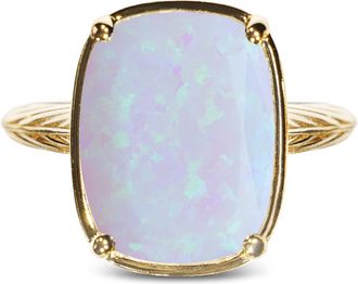 Sterling Forever Sterling Silver Frosted Opal Elongated Cushion Ring