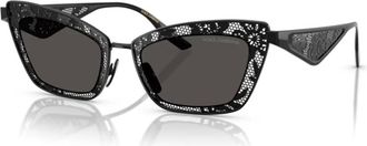 Dolce & Gabbana Lace Cat Eye Zonnebril - Dames - Accessoires - Zwart - Maat: 51 MM