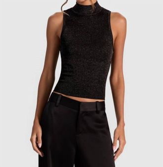 Alice & Olivia Darcey Metallic Tank Top In Black