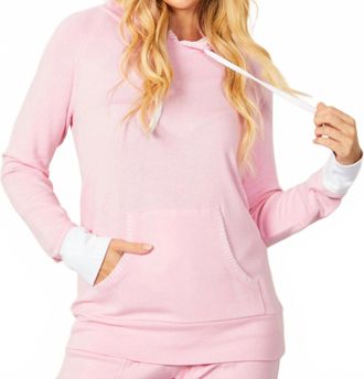 French Kyss Contrast Stitch Hoodie In Pink