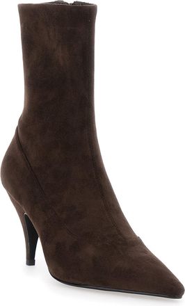 Jeffrey Campbell Womens Brown Leather Ankle Boots With Pointed Toe Fabric