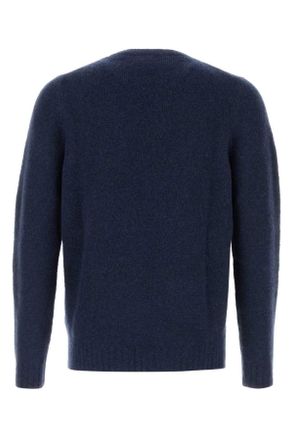 Fedeli Mens Navy Blue Stretch Wool Blend Sweater Maglieria