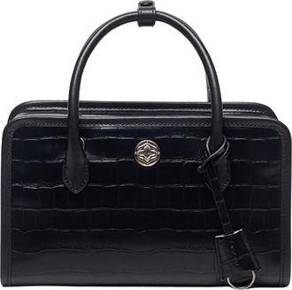 Oryany Claude Leather Satchel in Croco Black at Nordstrom