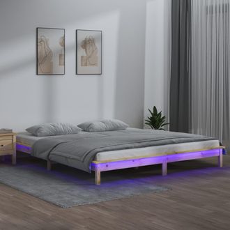 vidaXL Estructura De Cama Led Sin Colch&oacute;n Madera Maciza 140x200 Cm Vidaxl