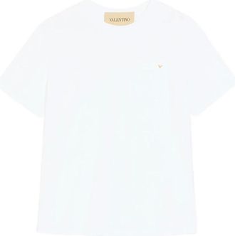 Valentino T-Shirts, male, White, Size: M Cotton T-Shirt With Vgold