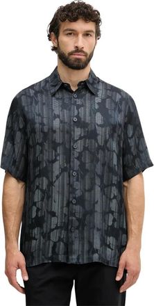 A|X Armani Exchange Gedrukte Viscose Casual Shirt - Heren - Korte mouwen Overhemden - Blauw - M - Overhemden