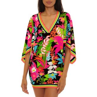 Trina Turk V-Neck Cover-Up Tunic in Tiki at Nordstrom, Size Medium