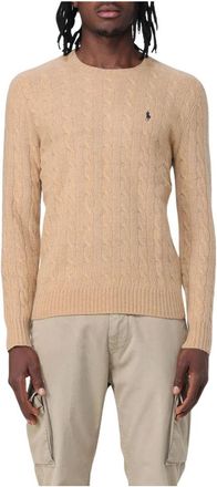 Polo Ralph Lauren Klassieke gebreide trui met ronde hals - Heren - Ronde hals truien - Bruin - L - Wol - Truien & Vesten