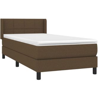 vidaXL Cama Box Spring Con Colch&oacute;n Tela Marr&oacute;n Oscuro 90x190 Cm Vidaxl