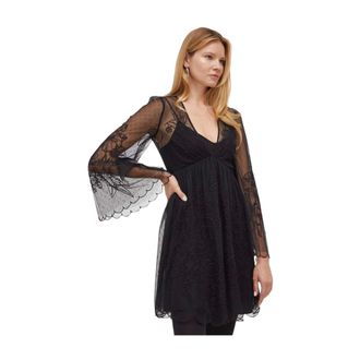 Twinset Abito Corto Svasato in Pizzo a Strati - - Dresses - Donna - Nero - S