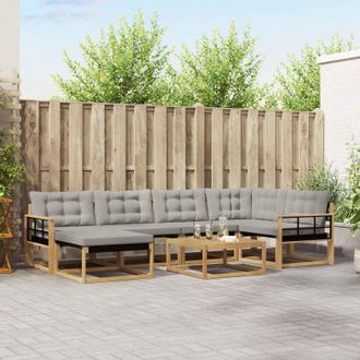 vidaXL Vidaxl Set Di Divani Da Esterno 7 Pz Bianco E Grigio Chiaro
