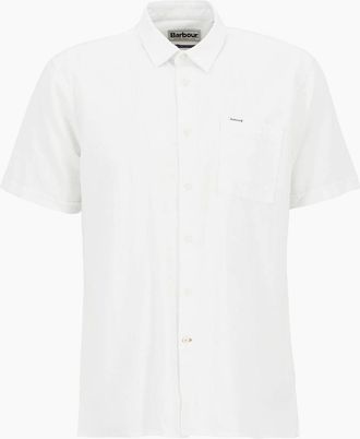 Barbour Mens Barbour Nelson Linen Short Sleeve Shirt - White - Size: Regular/40