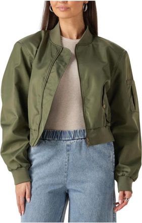 Notre-V Jassen, Dames, Groen, XL, Polyester, Stijlvolle Bomberjack