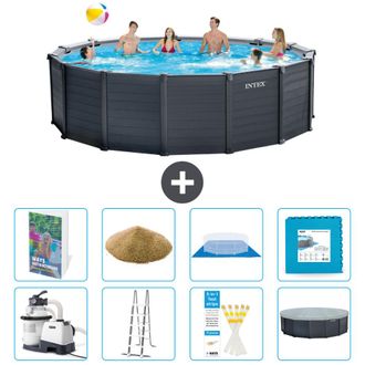 Intex Piscina Graphite Panel Redonda - 478x124 Cm - 9-piezas S557