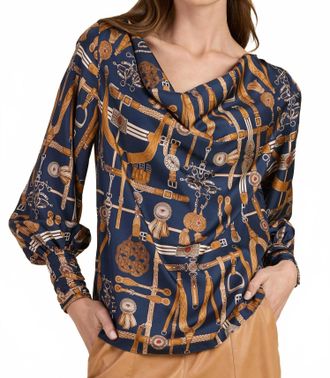 Tyler B&ouml;e Olivia Silk Equestrian Top In Navy