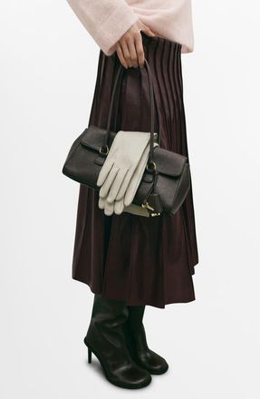 Mango Dalia Pleated Faux Leather Midi Skirt in Dark Red at Nordstrom, Size 10