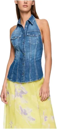 Dondup Mujer, Blusas y Camisas, Azul, Talla: L