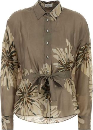 Brunello Cucinelli Khaki Regular Printed Shirt