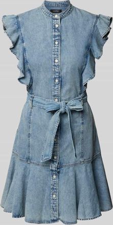 Lauren Ralph Lauren Mini Jeanskleid mit Volants in Jeansblau, Größe 40