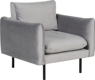 Beliani Beliani - Sill&oacute;n De Terciopelo Respaldo Acolchado Patas Negras Estilo Retro Moderno Gris Vinterbro