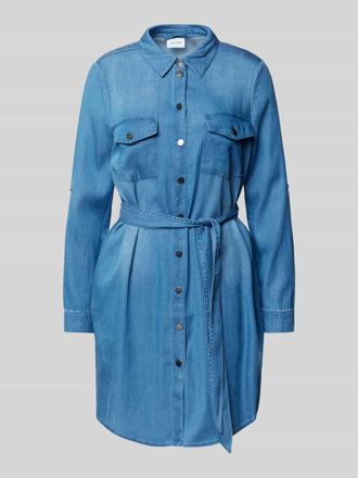 Vila Knielanges Kleid mit Druckknopfleiste Modell BISTA in Jeansblau, Gr&ouml;&szlig;e L