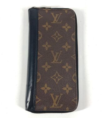 Louis Vuitton Monogram Macassar Black Brown Long Wallet (Bi-Fold) (Pre-Owned)