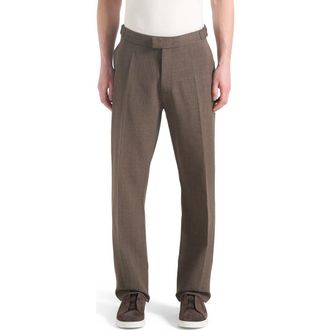 Mani&egrave;re De Voir Joseph Regular Fit Hatched Tailored Trousers in Light Brown at Nordstrom, Size 38
