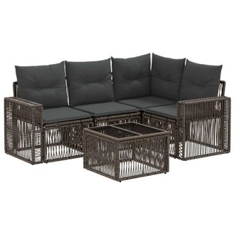 vidaXL Conjunto De Sof&aacute;s De Jard&iacute;n 5 Pcs Gris Y Gris Oscuro Vidaxl