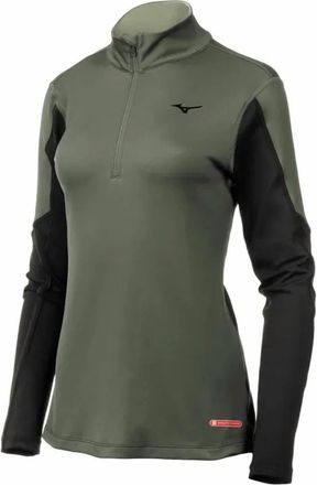Mizuno Womens Breath Thermo Half Zip Top In Beetle/black