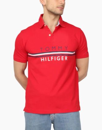 Tommy Hilfiger Mens TOMMY HILFIGER Mens Polo T Shirts Casual Cotton - Red - Size: 36