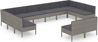 vidaXL Set De Muebles De Jard&iacute;n 12 Pzas Y Cojines Rat&aacute;n Sint&eacute;tico Gris Vidaxl