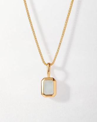 Edge of Ember Deco Birthstone Necklace in Aquamarine (March) at Nordstrom, Size 16
