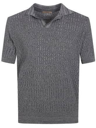 Nuur Short Sleeved Polo Neck Mouline T-Shirt