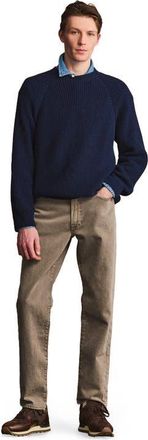 Naadam Cotton Fisherman Raglan Crewneck Sweater in Indigo at Nordstrom, Size Xx-Large