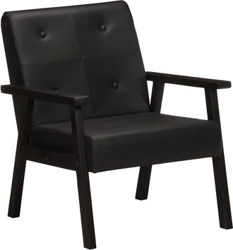 vidaXL Armchair Black Real Leather vidaXL