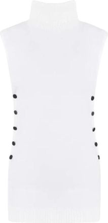 Giorgio Armani Top met opstaande kraag - Dames - Coltruien - Wit - M - Truien & Vesten