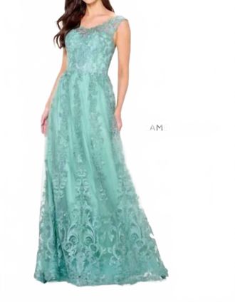 Cameron Blake A-Line Gown In Sage