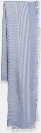 Emporio Armani Blue Monogram Modal Scarf