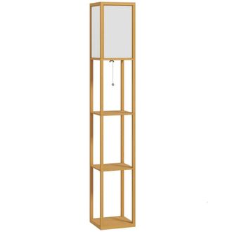 HOMCOM L&aacute;mpara de pie 26x26x160 cm madera natural