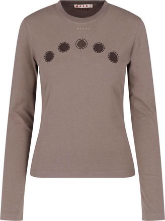Marni Taupe Cotton Cutout Long-Sleeve T-Shirt