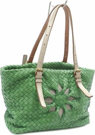 Bottega Veneta Green Leather Tote Bag (Pre-Owned)