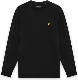 Lyle & Scott Hoodies & sweatvesten, Heren, Zwart, M, Katoen, Jacquard Tape Crew Neck