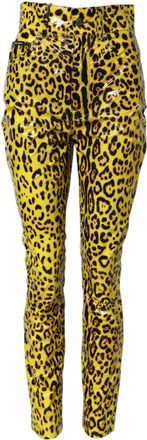 Dolce & Gabbana Yellow Leopard High Waist Slim Womens Pants (Pre-Owned)