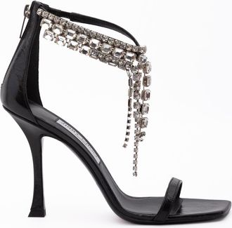 Jimmy Choo London Black Leather Verity 100 Womens Sandals